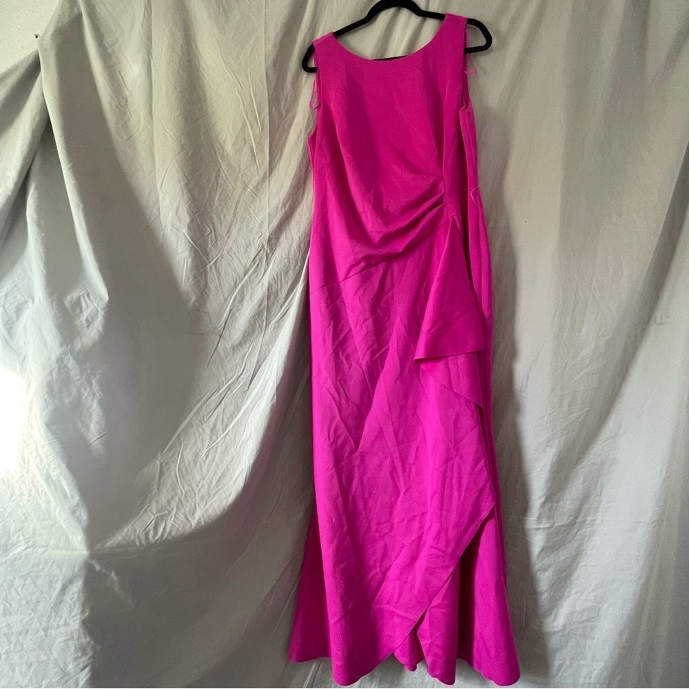 Eliza J Ruched Cascading Ruffle Gown